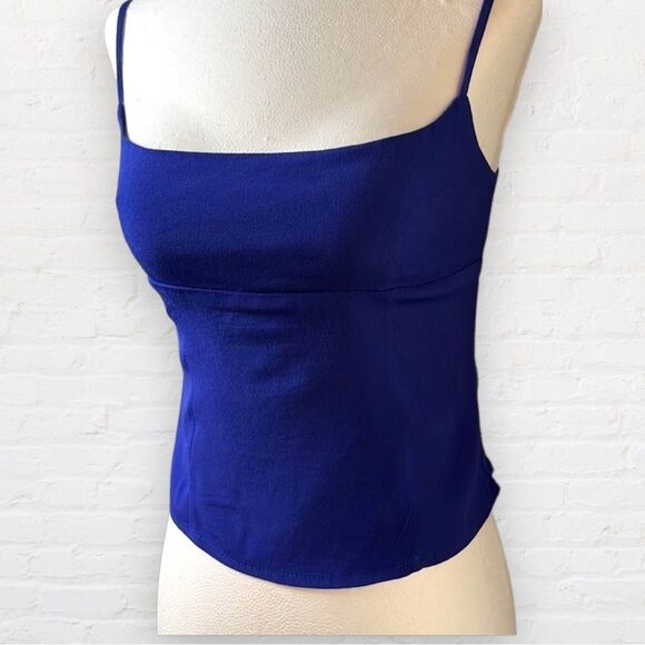 OLIVACEOUS blue top w/ side zipper, adjustable straps & elastic back panel NWT - Picture 1 of 9